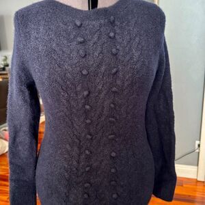 Talbots Cashmere Navy Blue Cable Knit Knot Style Sweater